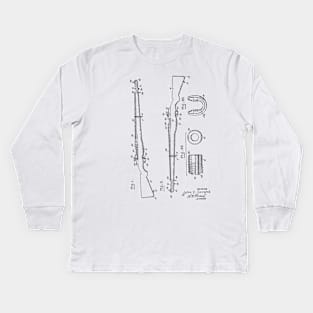 Semi-Automatic Rifle Vintage Patent Hand Drawing Kids Long Sleeve T-Shirt